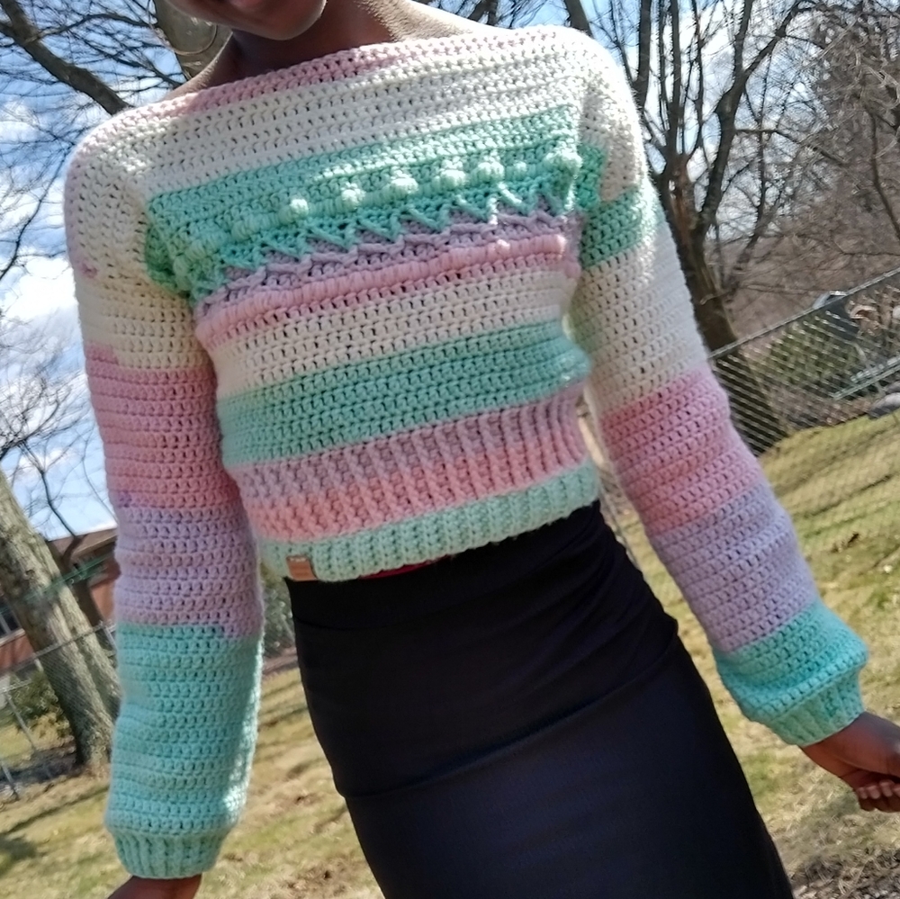 Handmade Sweater Diamond + Bobble Stitch - Picture 4 of 5
